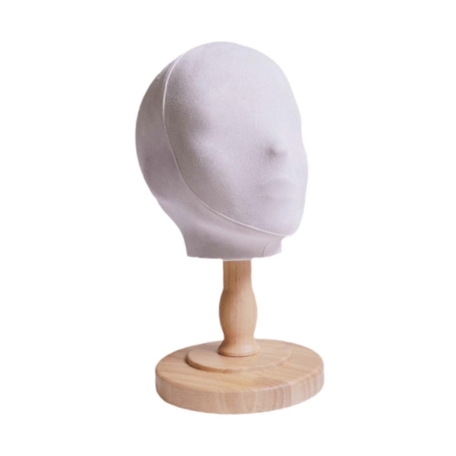 Wig Head Model with Base Wig Making Hat Display Stand for Glasses Headphones brown