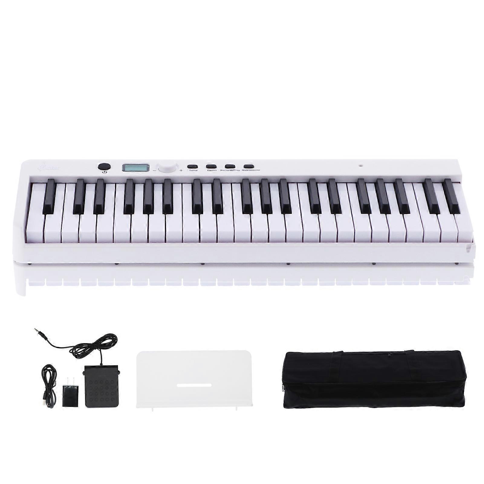 88 Key Portable Keyboard Piano Foldable Electronic LCD Display Wireless ConnectionWhite