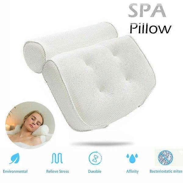 3D Spa Bath Pillow with Suction Cups for Neck and Back Support
