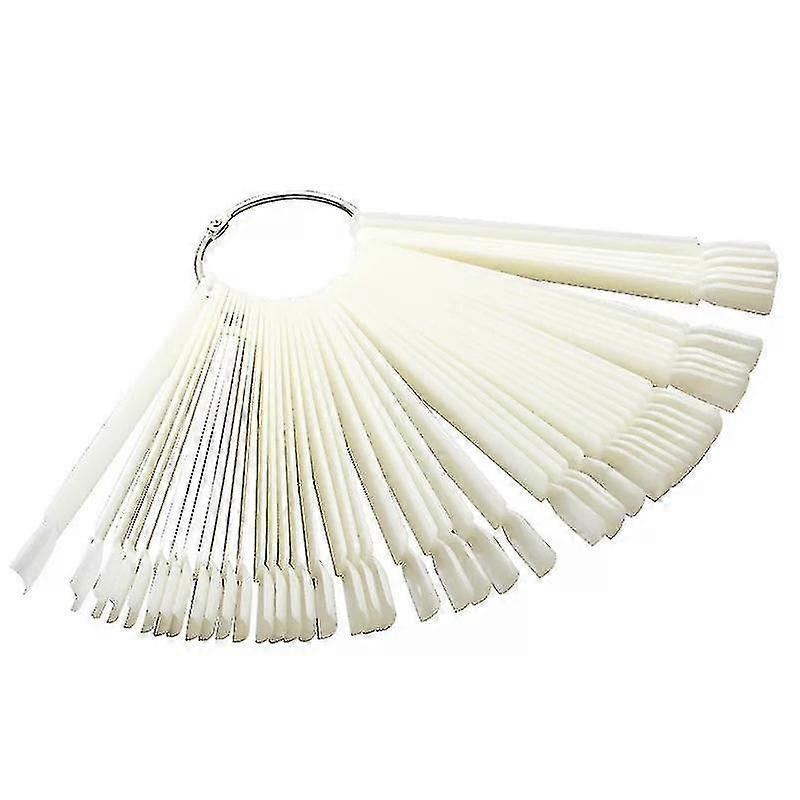 50pcs Fan-shaped False Fake Nail Art Tips Colour Swatch Sticks Nail Polish Gel Colour Display Sticks Practice Tools With Metal Display Ring