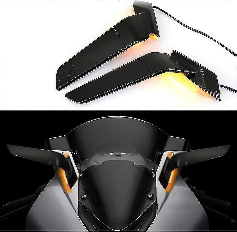 Compatible con BMW S1000RR (2019-2023) Espejos retrovisores de motocicleta con luz direccional LED Espejos laterales giratorios ajustables con ajuste de luz f