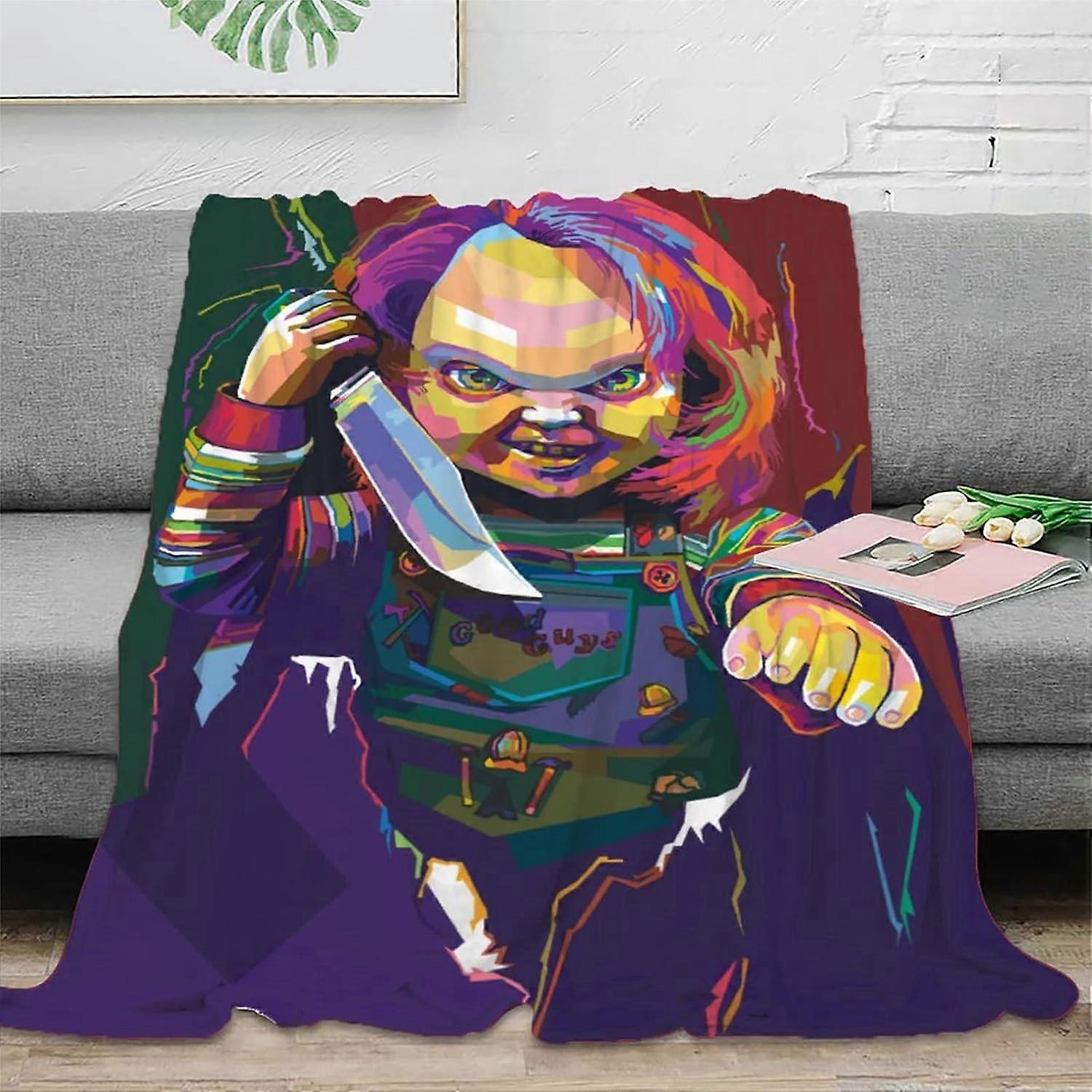 Keep Warm Blanket Chucky Doll Patterns Flannel Fleece Blankets 3D Printed Throw Blanket Soft Microfiber Flannel Fleece Blanket For Child AdultsSXCD-16