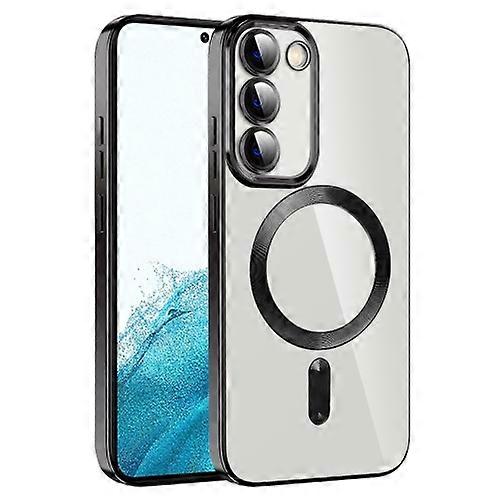 For Samsung Galaxy S22 5G CD Texture Plating TPU MagSafe Mobile Phone Case with Lens Film
