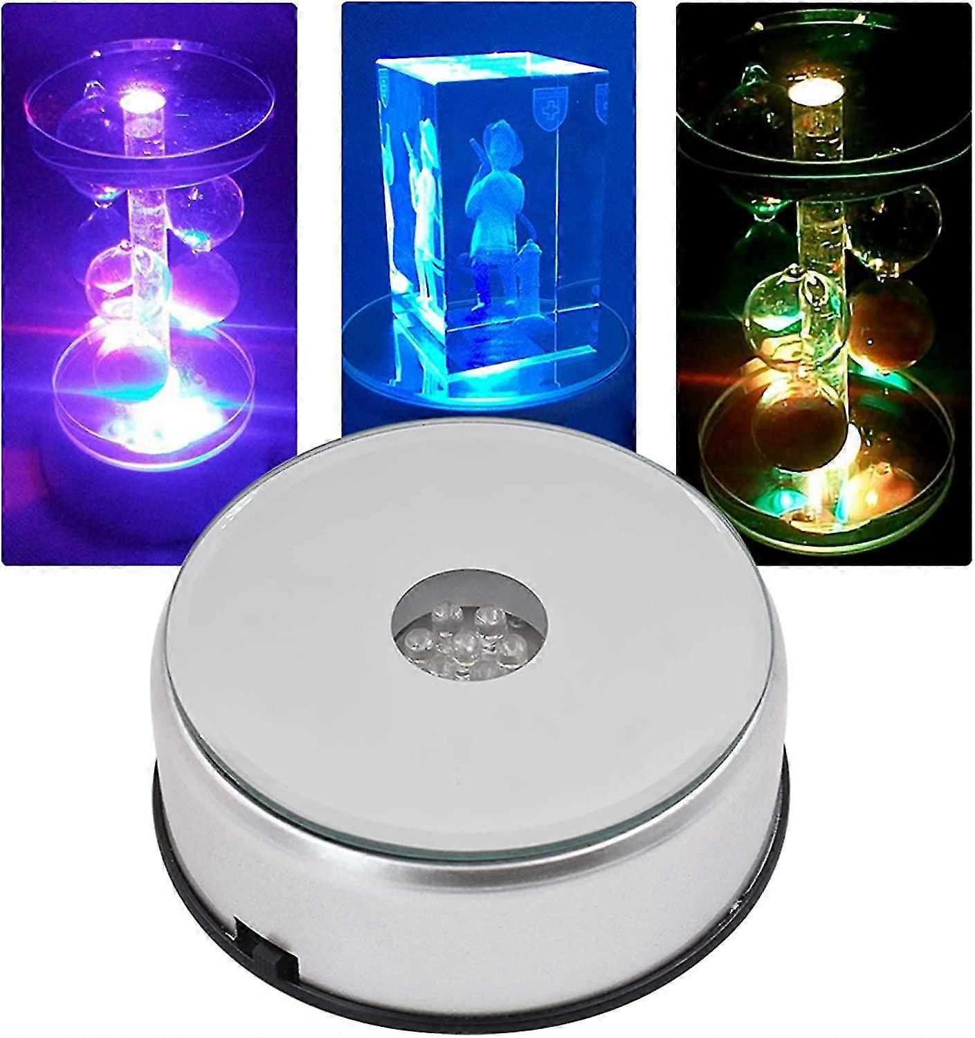 7 Led Light Crystal Display Stand Base, 7 Colored Rotating Crystal Display Base Stand With Ac Adapter