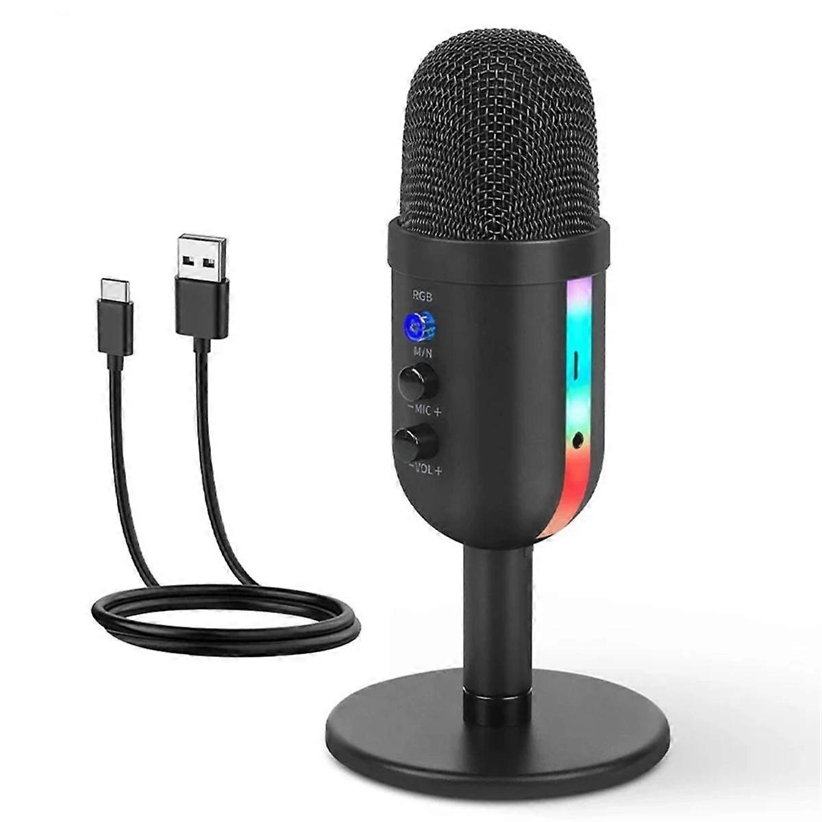 RGB Gaming Microphone for PC Computer Recording USB Condenser Microphone Podcasters Be Influencers