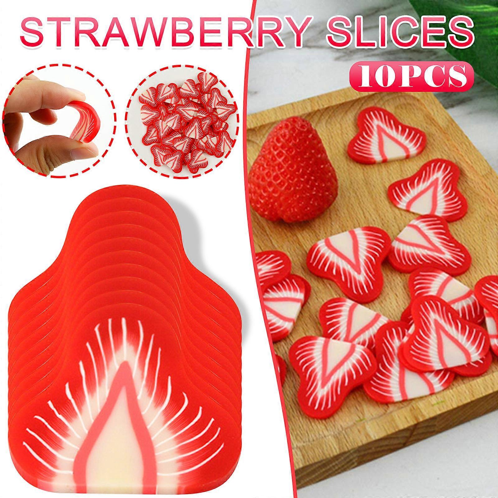 Plastic Red Strawberry Slice Lifelike Strawberry Slice False Fruit Decoration