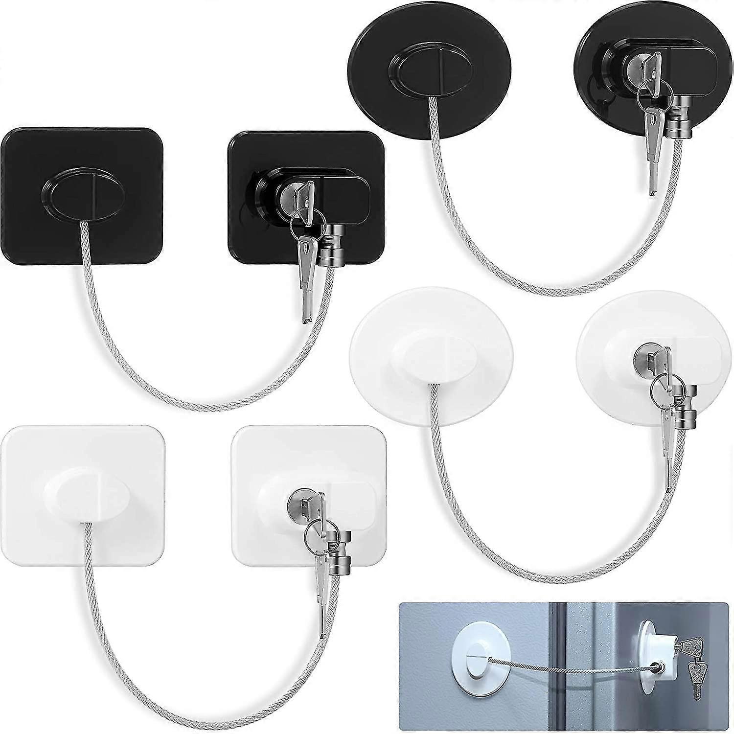 4 Pieces Fridge Lock Refrigerator Lock With 8 Key, Freezer Lock