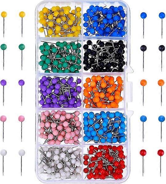 500-Piece Plastic Map Push Pins with Steel Points