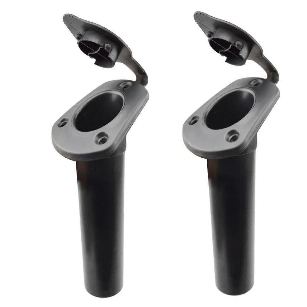 2 Piece Embedded Installation Fishing Boat Pole Bracket With Cover Leather Rowboat Fishing Tackle Box Accessory Tools