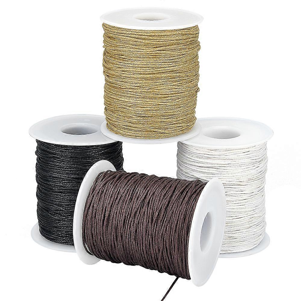 4 Rolls 4 Colors Waxed Cotton Thread Cords Mixed Color 1mm about 100 yards(300 feets)/roll 1 roll/color