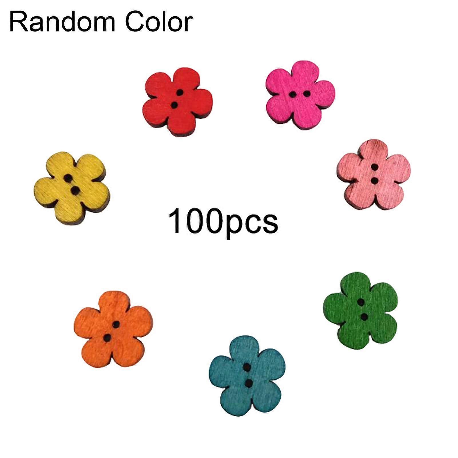 100Pcs Mixed Plum Flower Wooden Buttons 2 Holes DIY Sewing Scrapbook Decoration