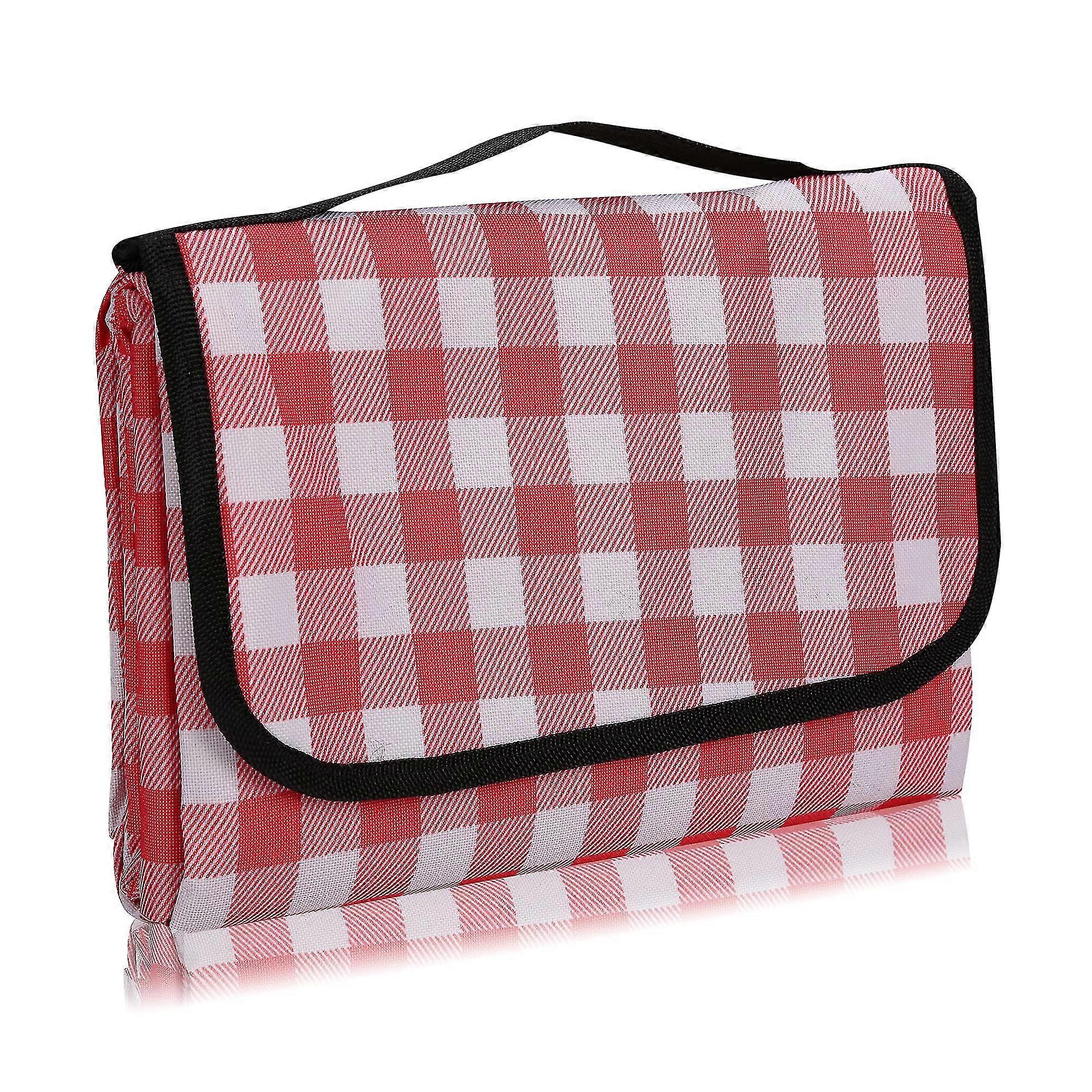 Picnic Blanket 200 X 200 Cm, Outdoor Picnic Mat Camping Blanket Foldable Lightweight Red