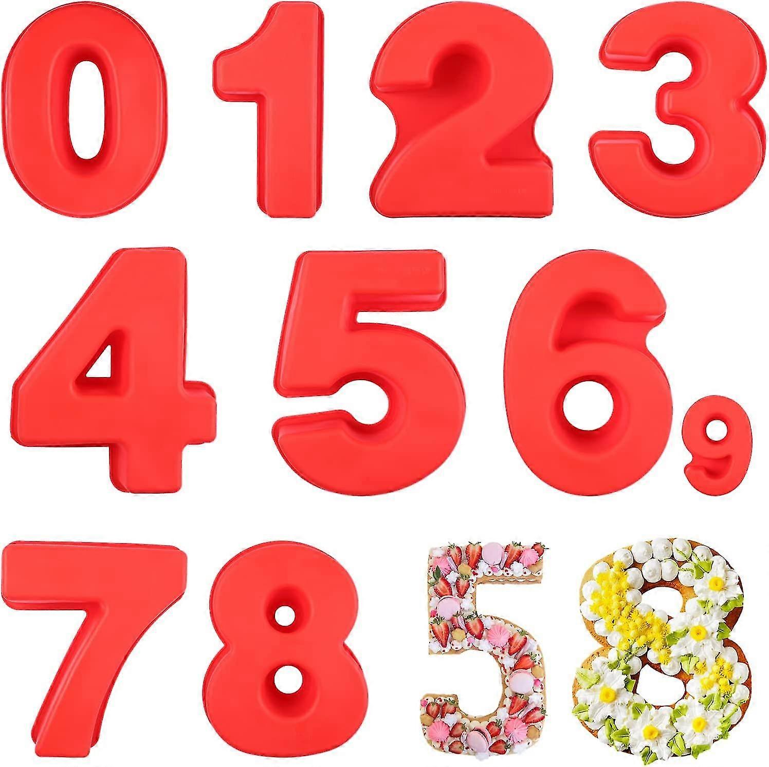 10 Inch Number 0-9 Cake Pans, 9pcs