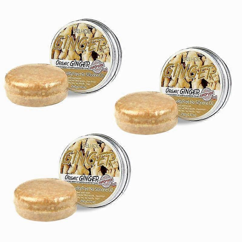 3pcs סבון שמפו סבון שמפו 60 גרם סבון שמפו ג'ינג'ר