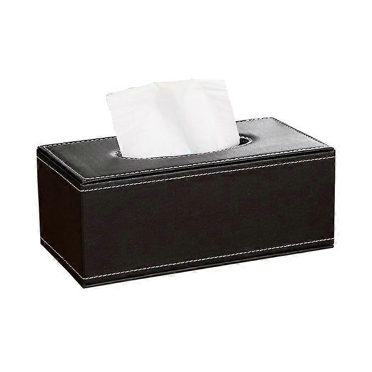 Pu Leather Home Office Rectangular Tissue Box, Car Tissue Box, Black (without paper)