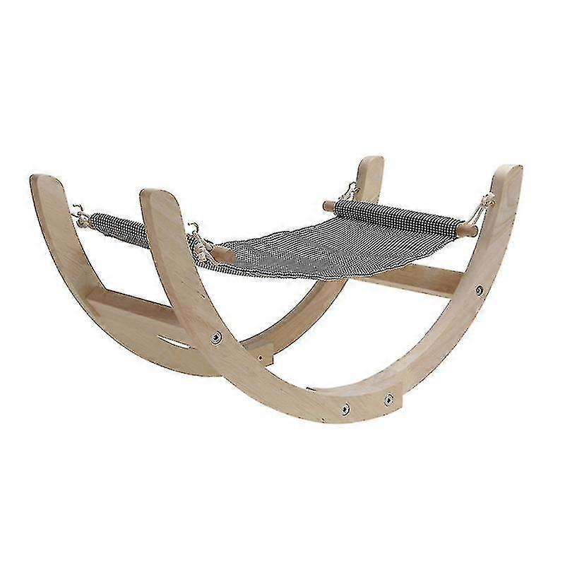 Cat Raised Bed For Indoor Cats Moon Shaped Wooden Frame Cat Swing Hammock