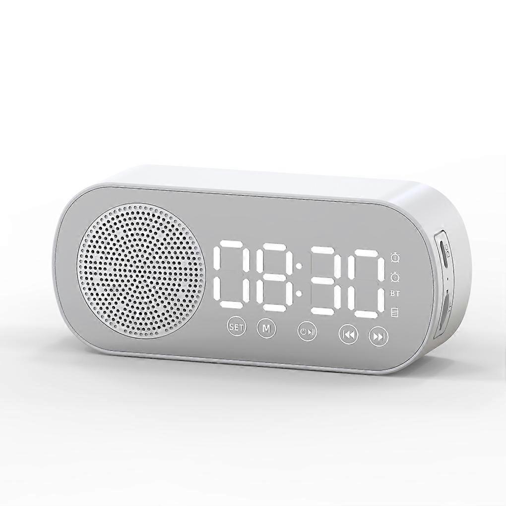 XHX LED Digital Alarm Clock,Mirror Surface,Button,Operation,Bluetooth,Wireless 5.0 Speaker,MP3 Player,Bedside Clock
