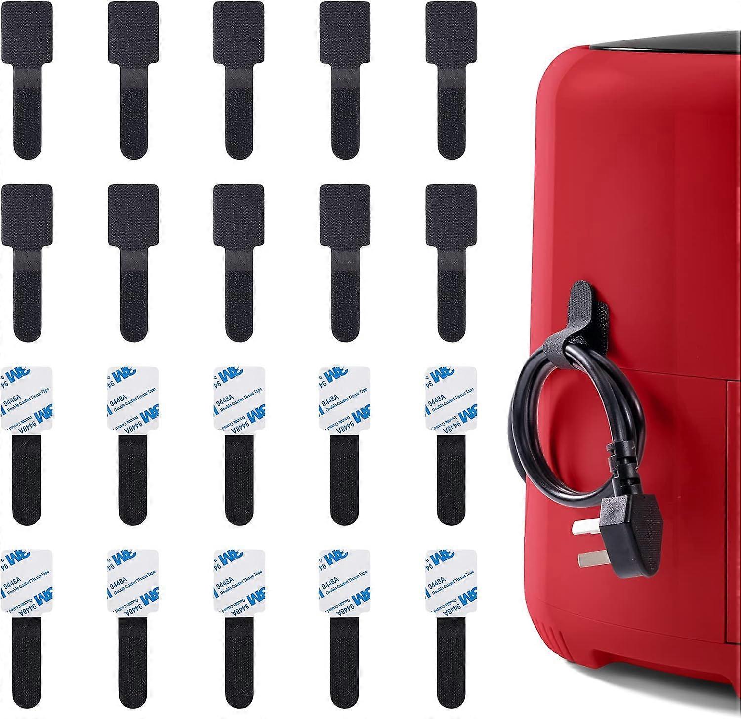 20 Cable Organizers with Adhesive, Hook and Loop Cable Organizer, Wire Holder, Cable Management with Scratch for Office, Kitchen, TV, Computer, Worksh