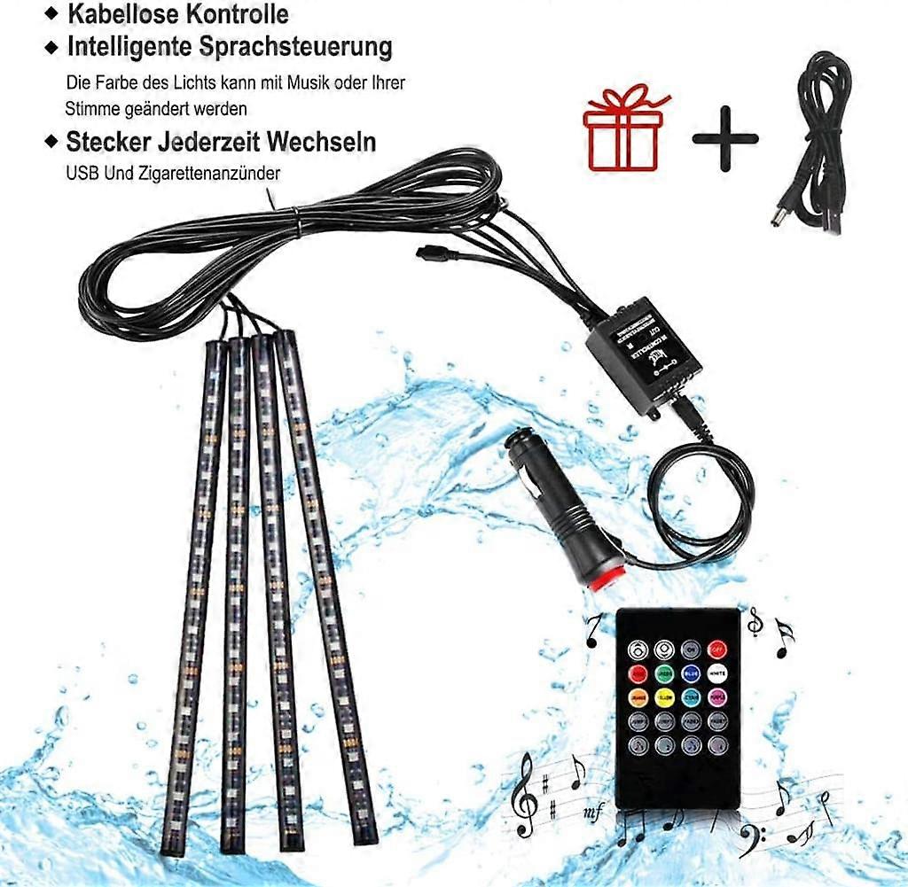 Car Led Interior Lighting, Led Multicolor Music Car Interior Lighting Under Dash Lighting Kit With Sound Active Function And Wireless Remote Control