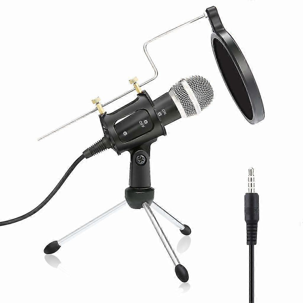 Usb Condenser Microphone, Recording Microphone Kit, Plug & Play Desktop Microphone With Usb And Connection Ideal For Smartphones, Laptops, Mac / Pc, K
