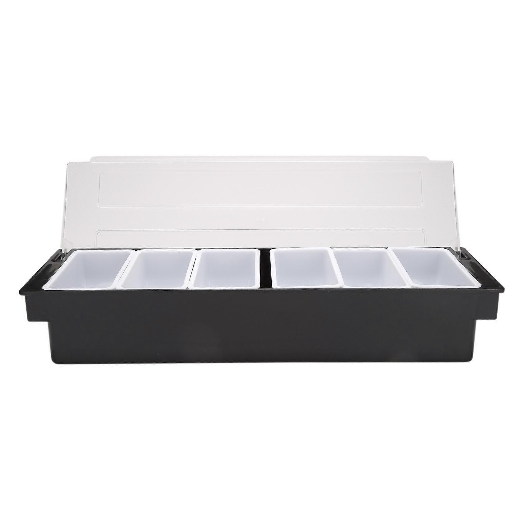 Ice Cooled Condiment Serving Container Chilled Garnish Tray Bar for Home Work or Restaurant Six Grid Seasoning Box