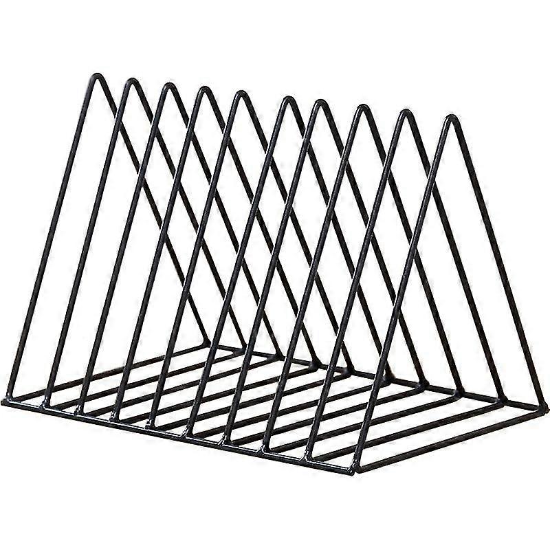 Nordic Style Ornaments Triangle Black Book Stand Metal Telescopic Folding Bookshelf Magazine Rack