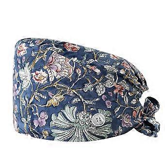 Scrub Cap With Buttons Bouffant Hat With Sweatband For Womens And Mens