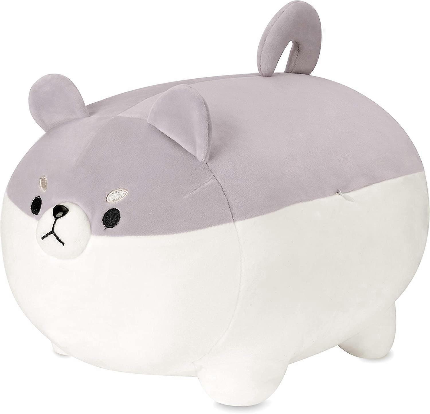 PEHMOELÄIMET - Suloiset corgi- ja akitapehmotyynyt, pehmolelut ovat parhaita lahjoja tytöille ja pojille sänkyihin ja sohvatuoleihin (harmaa, 40cm)