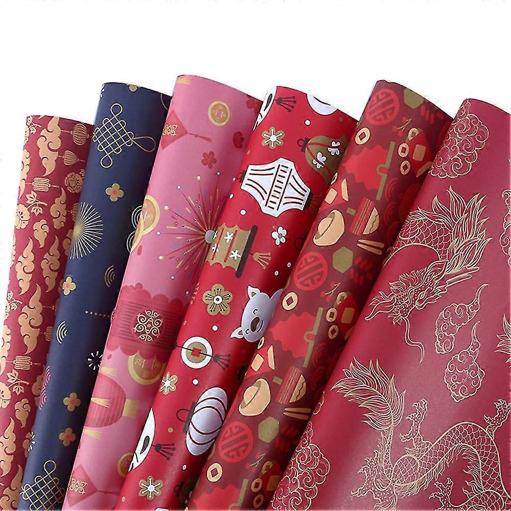 Wrapping Paper Sheets 6 ,spring New Year Diy Gift Red Wrapping Paper,70cm X 50cm