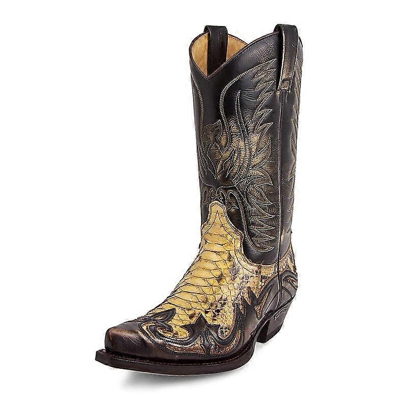 Python Western Boot Colorblock Embroidery Men Boots
