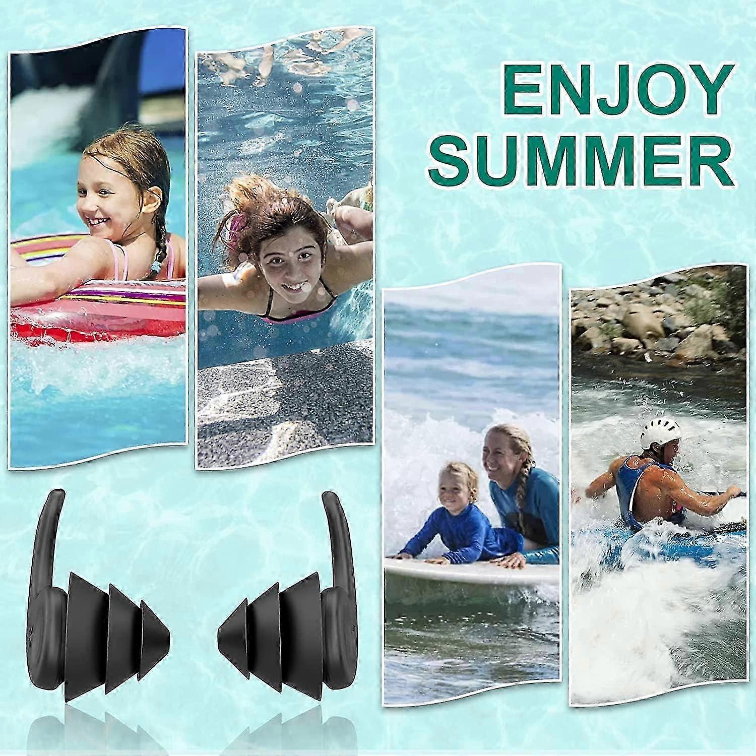 Swimming Ear Plugs, 3 Pairs Waterproof Reusable for Swimming Surfing Snorkeling and Other Water Sports (Adults & Teens 14+)