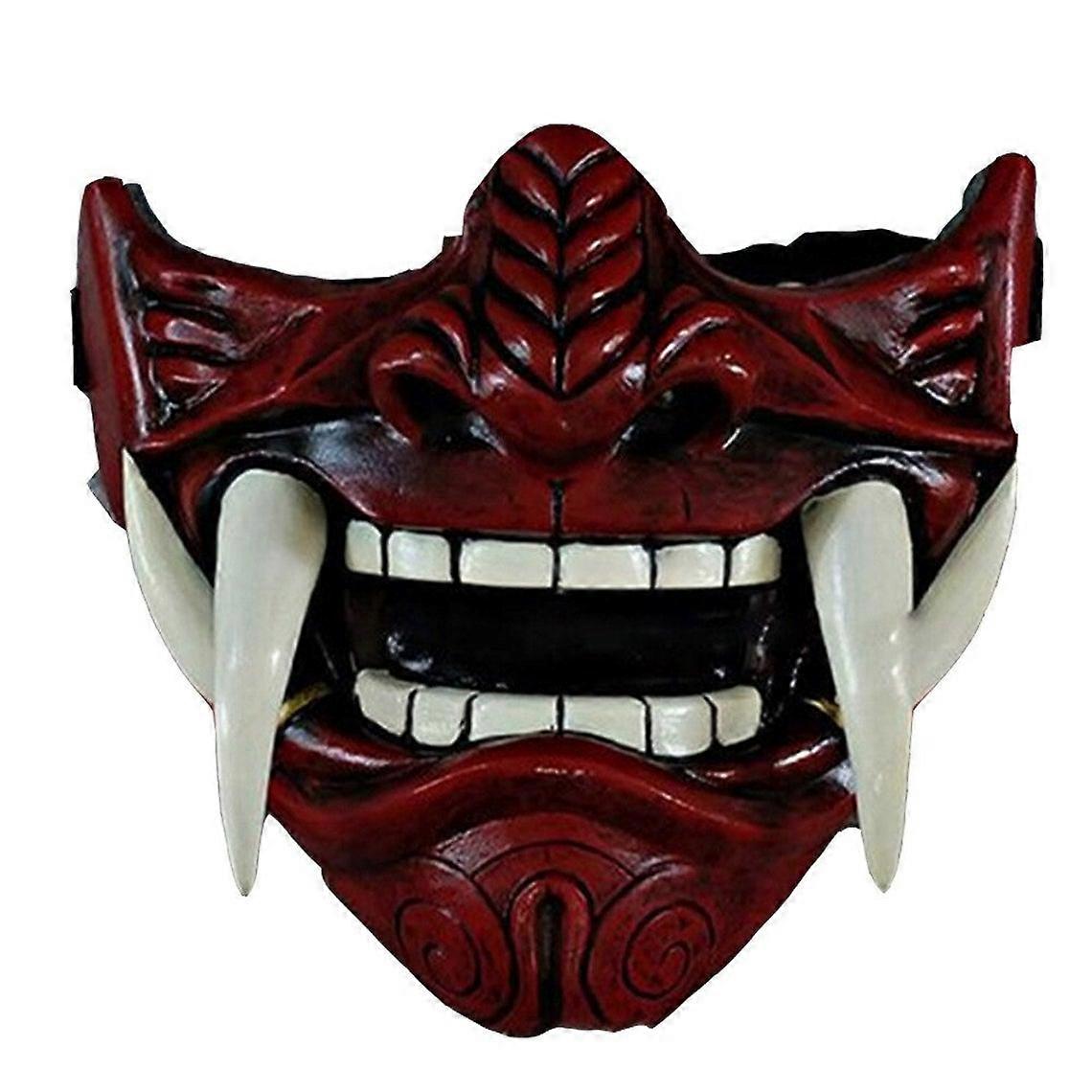 Eraspooky Half Face Assassin Ronin Samurai Mask Demon Oni Mempo Japanese Latex Mask For Adult