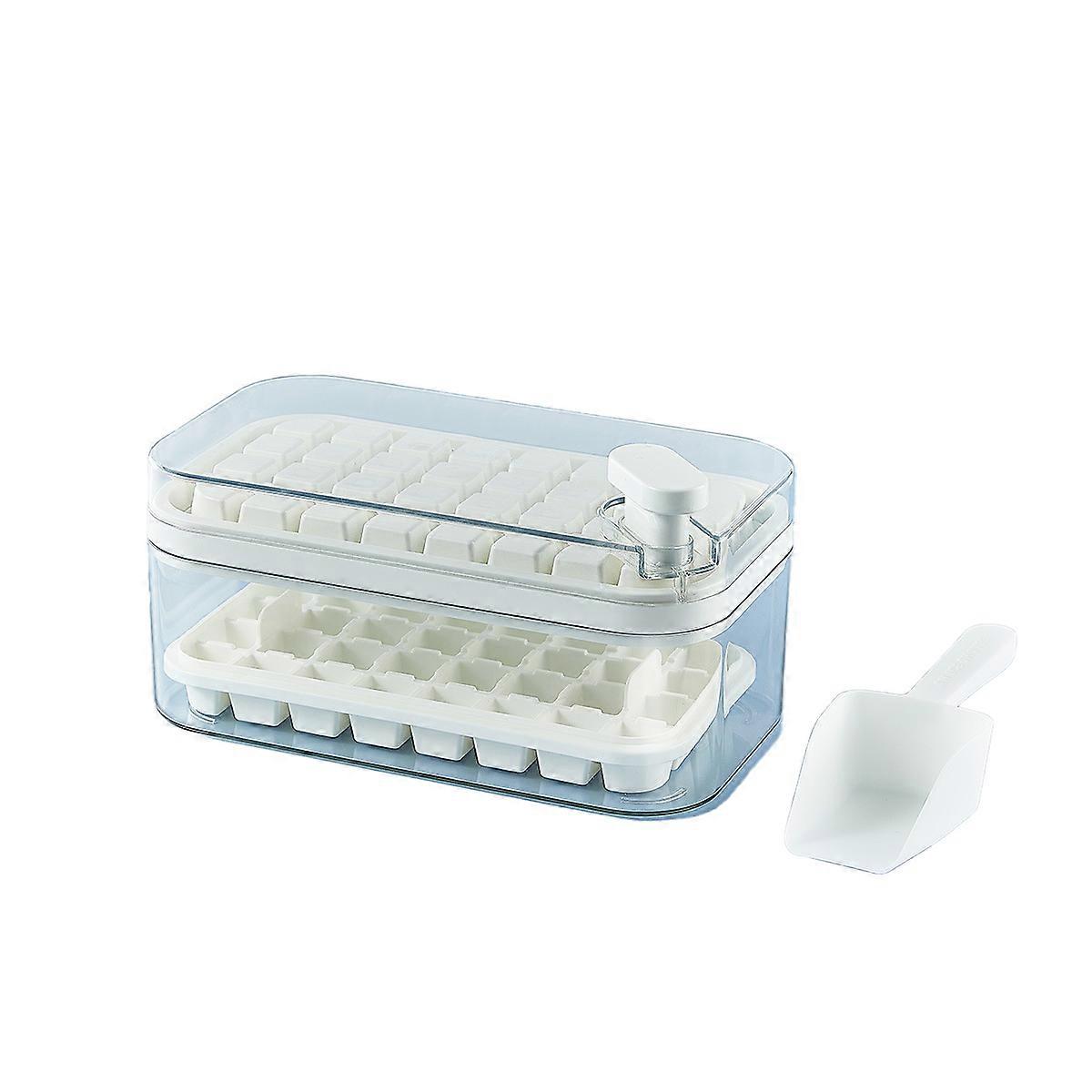 BPA Free Silicone Ice Cube Tray With Lid & Bin for Freezer With Easy Release | Large Ice Mold Maker for Cocktails & Whisky