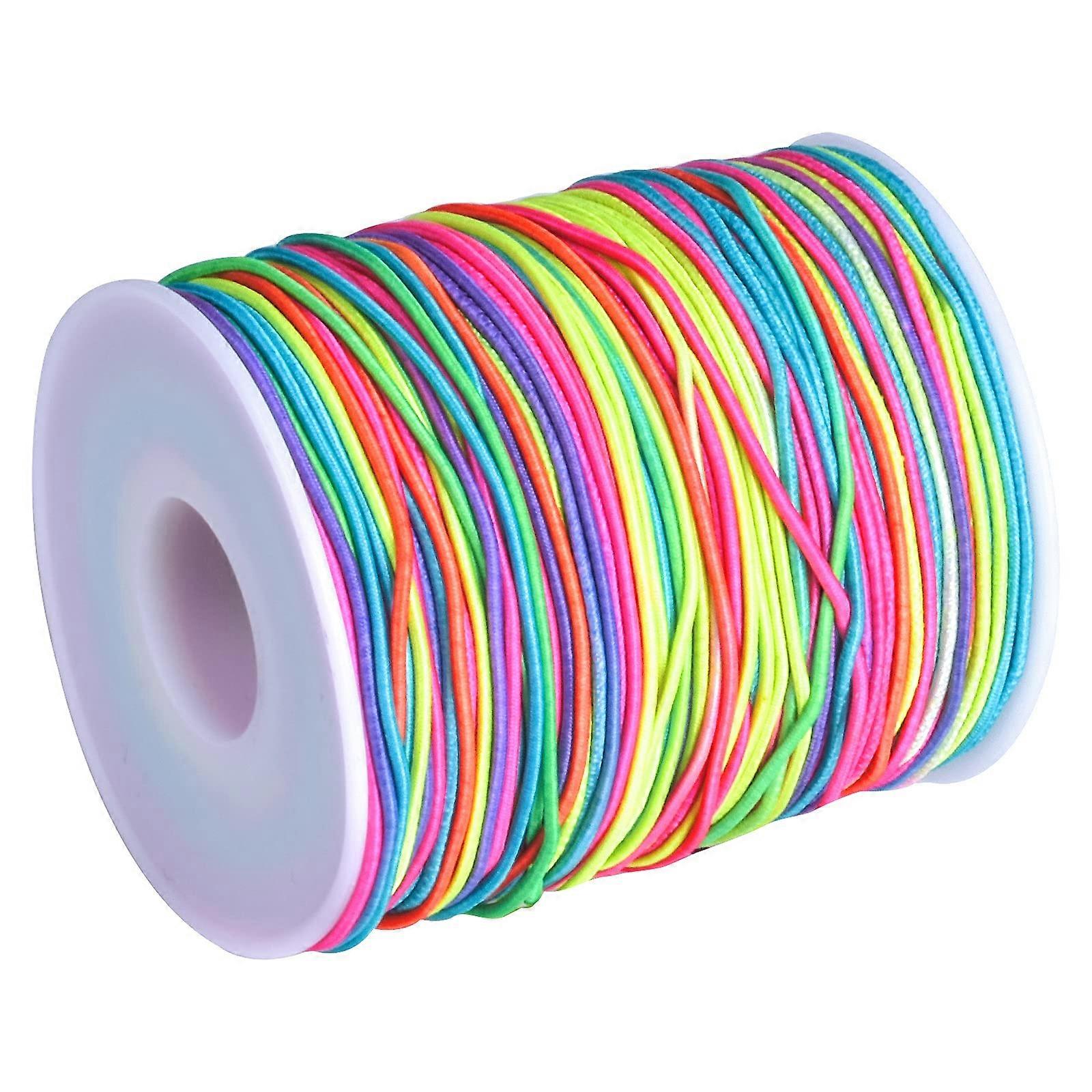 1.2 mm Colourful Elastic Cord, Bead Cord, Rainbow Colour Stretch Cord, Elastic Thread, Jewellery Making Cord 85 m