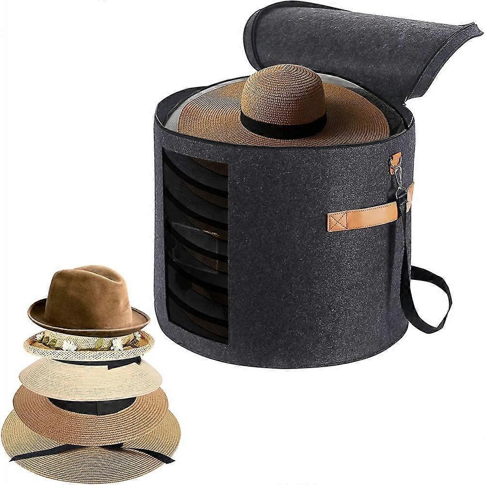 Hat Box Large Hat Storage Box Hat Boxes for Women Storage Large Round Men Hat Box Foldable Hat Boxes (Dark Gray) RHK