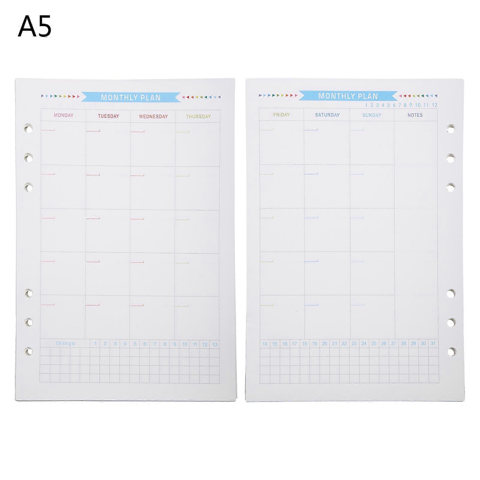 6-hole Loose-leaf Inserts A5 Notebook Refill Papers for A5 Loose-leaf Panner