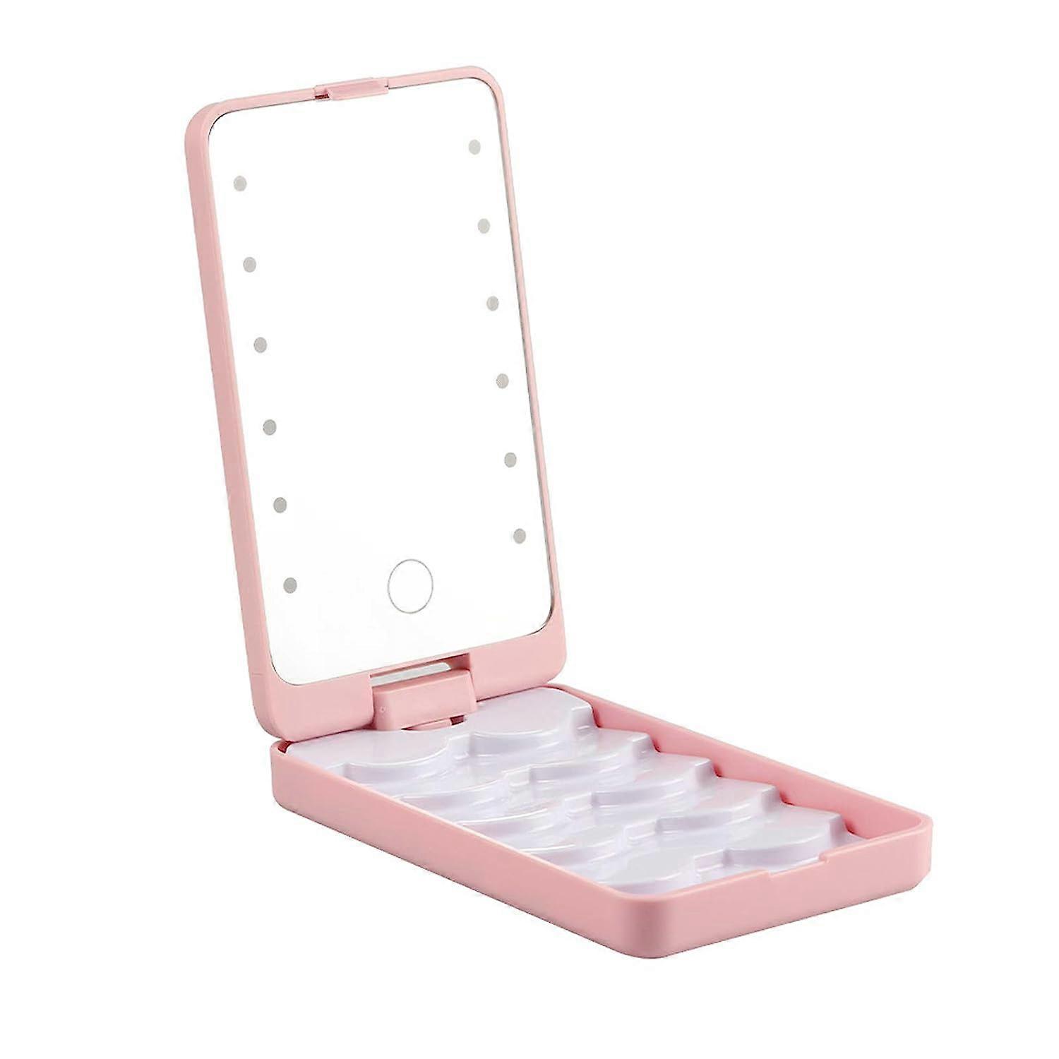 Eyelash Curler Box, False Eyelash Container Storage Box with LED Light Empty Eyelash Storage Box