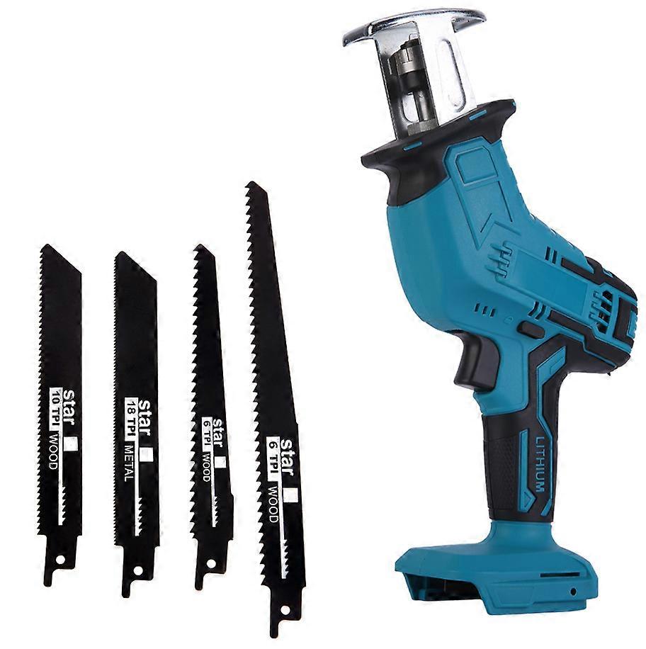 Reciprocating Saw, Battery Reciprocating Saw for 18 V Battery, 20 mm Lifting Height, Reciprocating Saw with 4 Saw Blades, Ideal for Cutting Wood and M