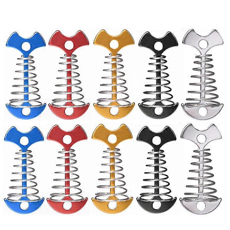 10Pcs Adjustable Plank Floor Spring Anchor Tent Pegs Buckle Outdoor Awning Deck Fixed Nails Camping