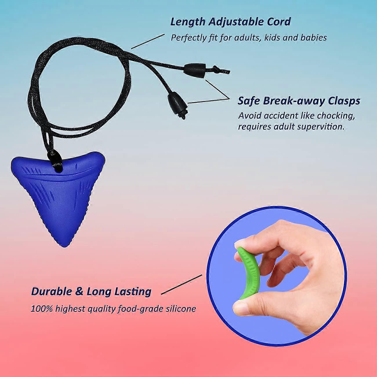 Sensory Chew Necklace for Kids and Adults, 4 Pack Silicone Chewing ...