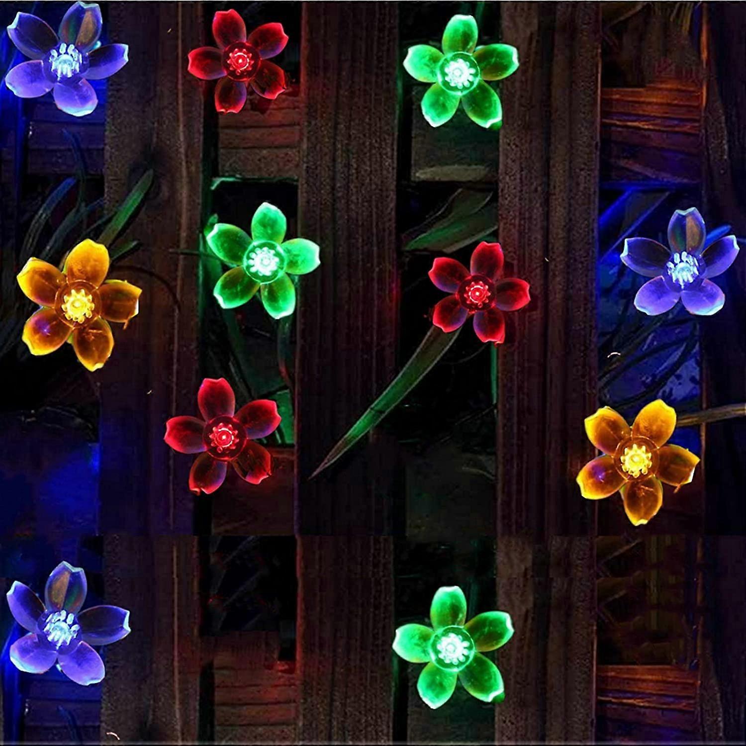 Solar String Lights Garden, 23ft 8 Modes 50 LED Blossom Solar Powered Fairy Lights Waterproof Outdoor Flower String Lights for Patio, Yard, Tree, Home