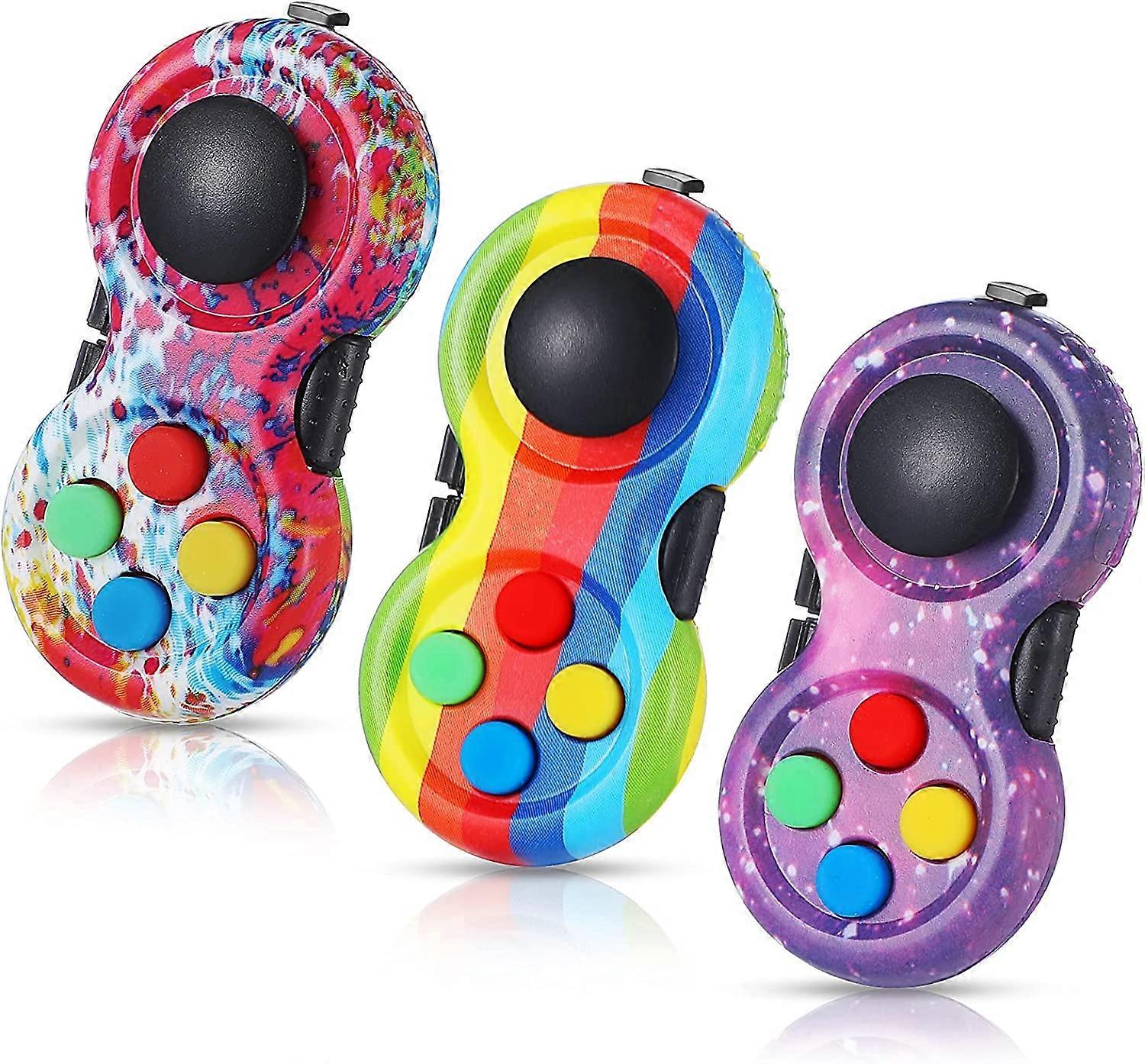 3 Pieces Rainbow Fidget Pad Toys Colorful Handheld Fidget Pad Rainbow Fidget Controller Mini Game Controller Fidget for Boys Girls School Carnival Pri