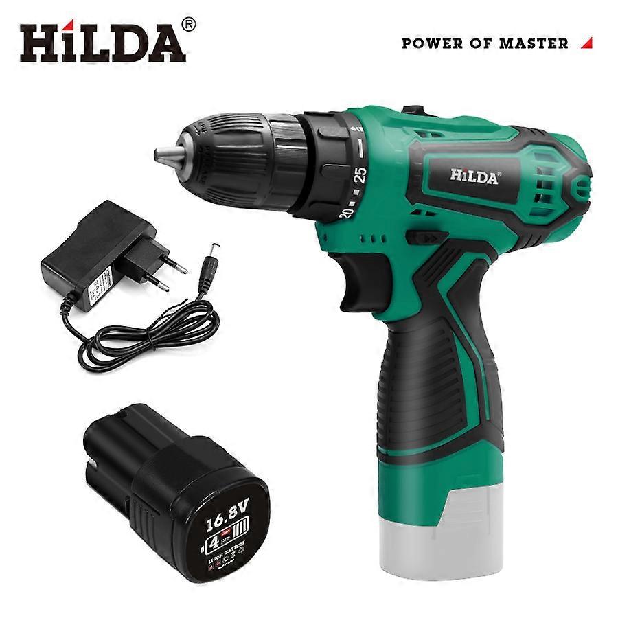 HILDA Electric Drill Cordless Screwdriver Lithium Battery Power Tools Cordless Drill