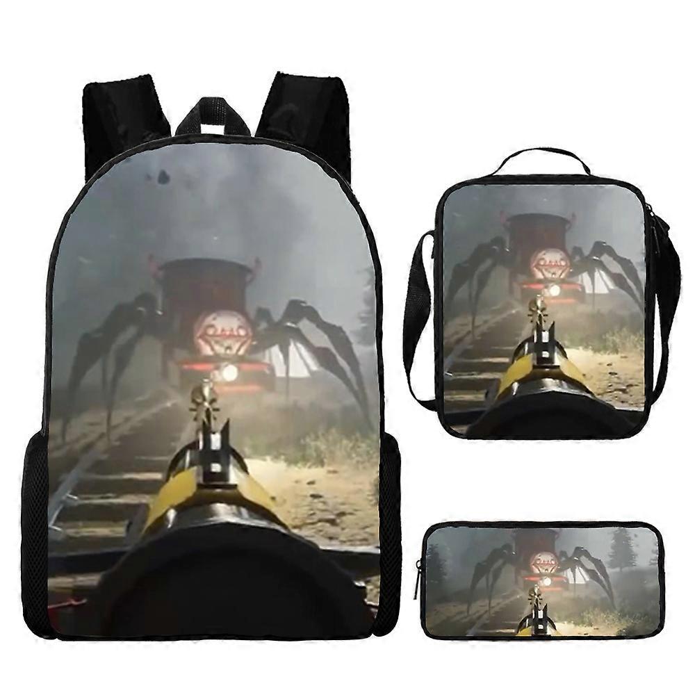 Choo Choo Charles Charles Tåg Tecknad Ryggsäck Tredelat Set Student Skolväska Axelväska Penna Väska 4