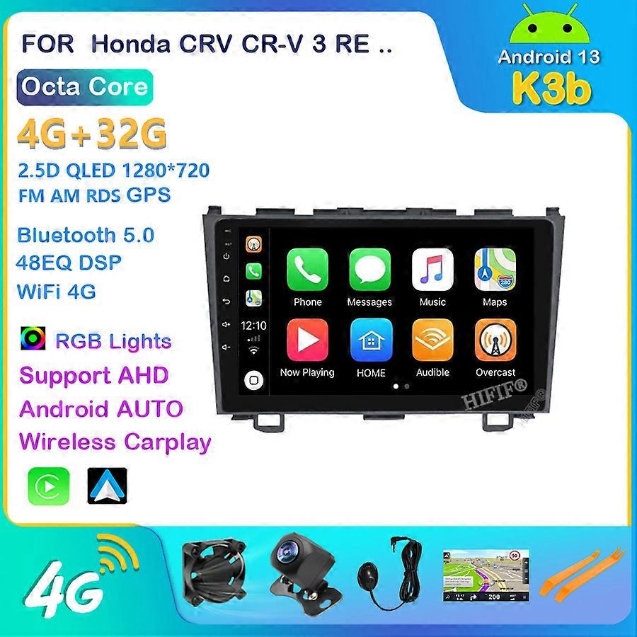 4+64G For Honda CRV CR-V 3 RE 2006 2007 2008 2010 2012 Car Radio Multimedia Video Player Navigation GPS Android 13 No 2din