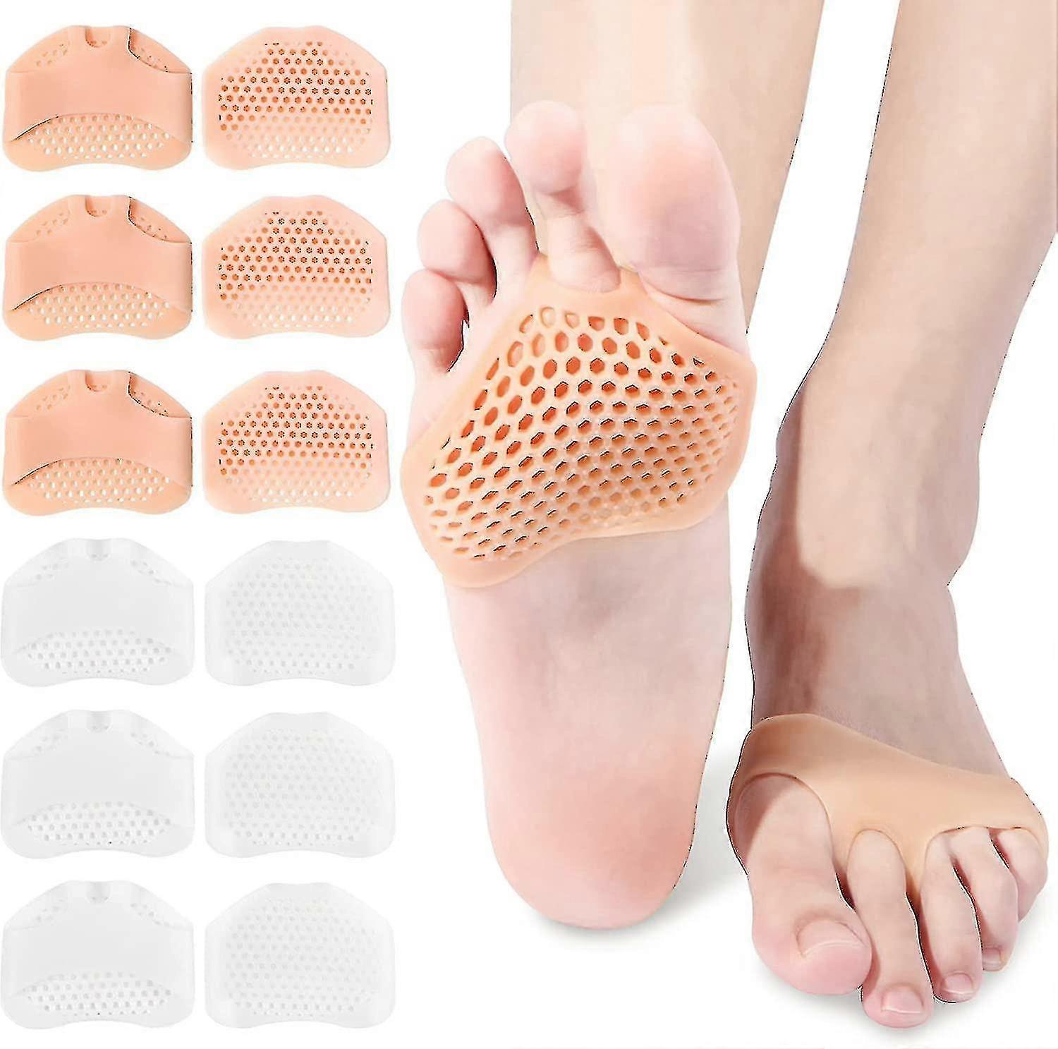 12 Pieces Silicone Compatible Withefoot Pads With Percompatible Withated Breathable Pain Relief Footpads
