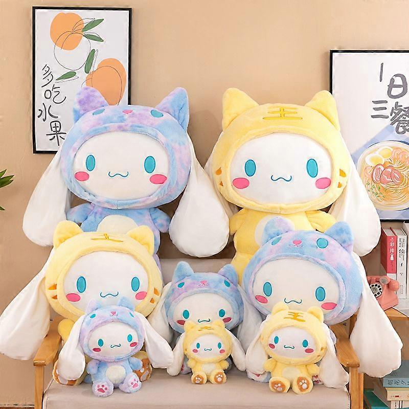 27-80cm Sanrio Cinnamoroll Plush Toys Animation Derivatives Colorful Baby Cinnamon Plush Toy With Big Ears That Turns Into Tiger