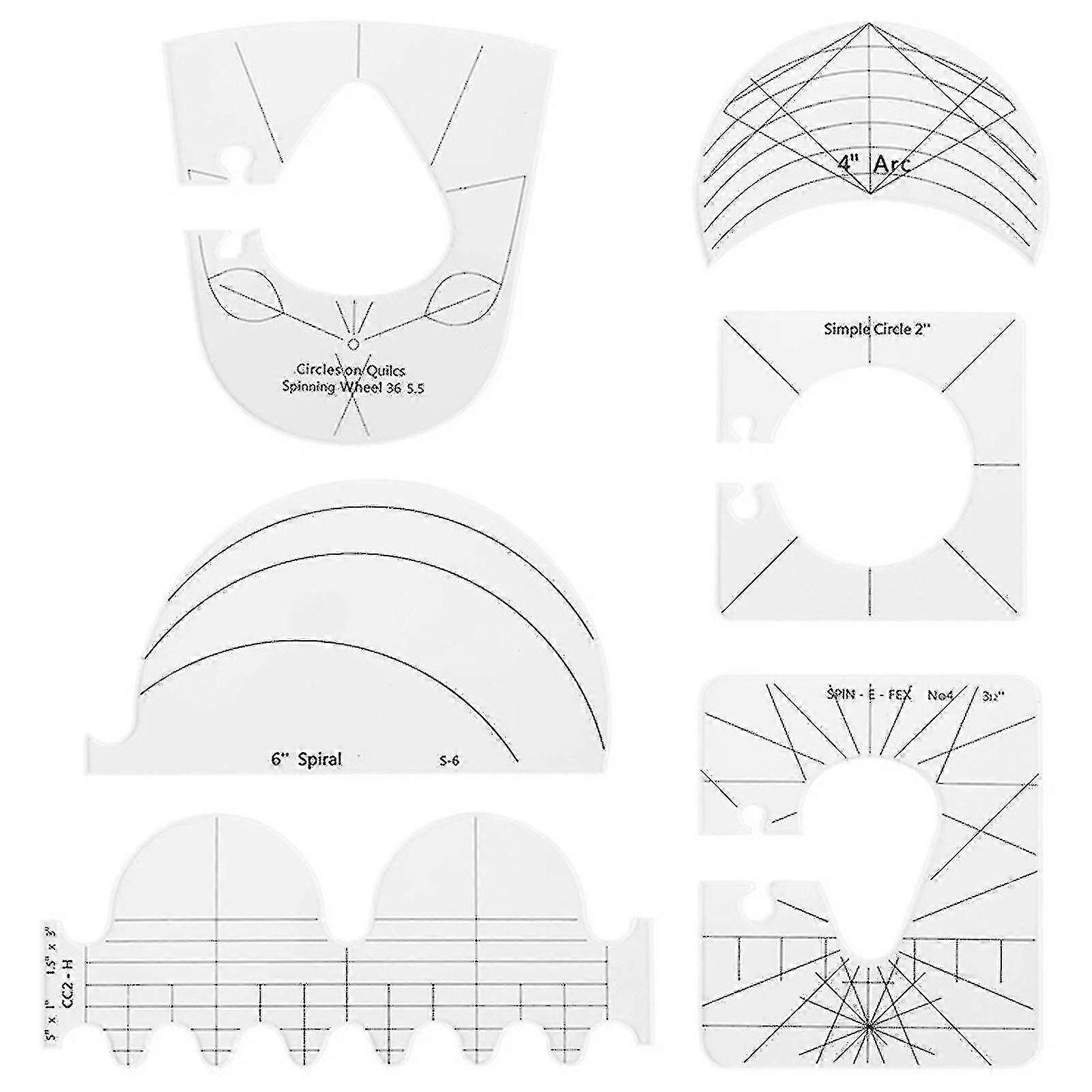 Multifunctional Special-shaped Sewing Patch Ruler Plastic Ruler Sewing Ruler Patchwork Tool (1set (6pcs))