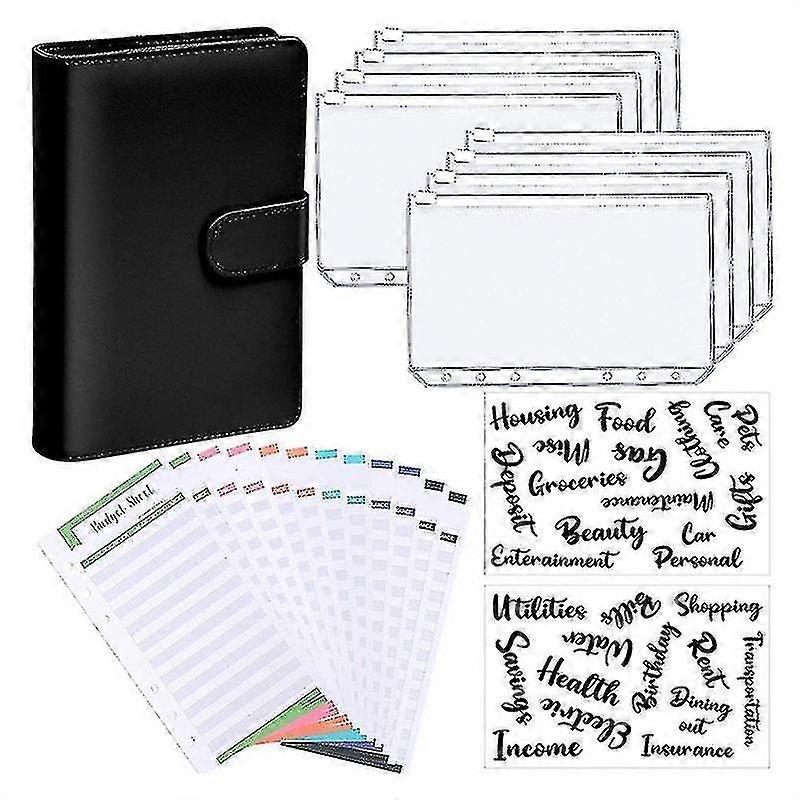 A6 Binder Budget Planner Notebook Covers Folder Size 6 Hole Pockets Plastic Zipper Money Saving Envelope