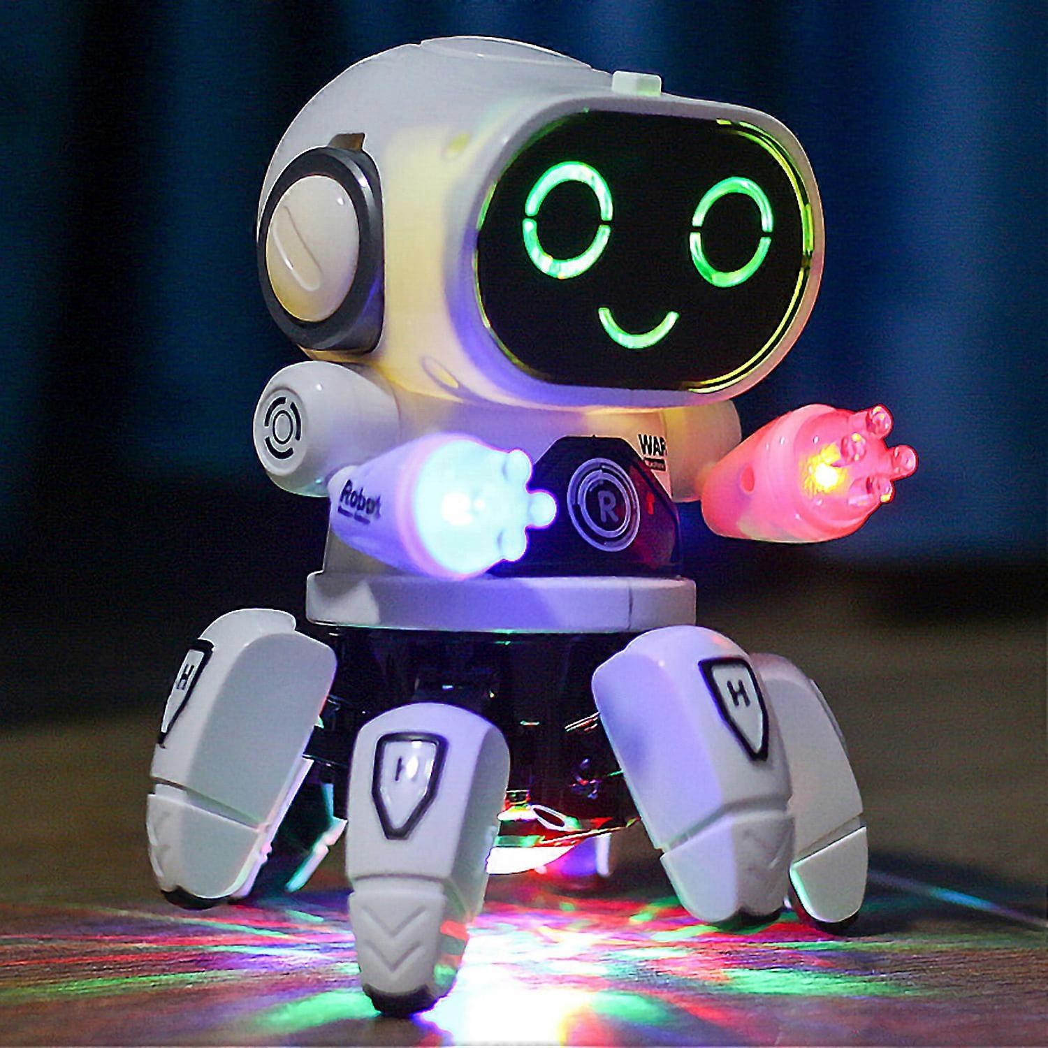 Robot Toys for Boys Girls Walking Dancing Robot Toys with Flashing Lights and Music White